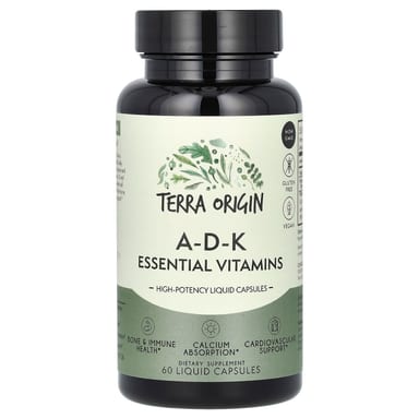 Витамины Terra Origin A-D-K Essential 60 Liquid Capsules, капсулы