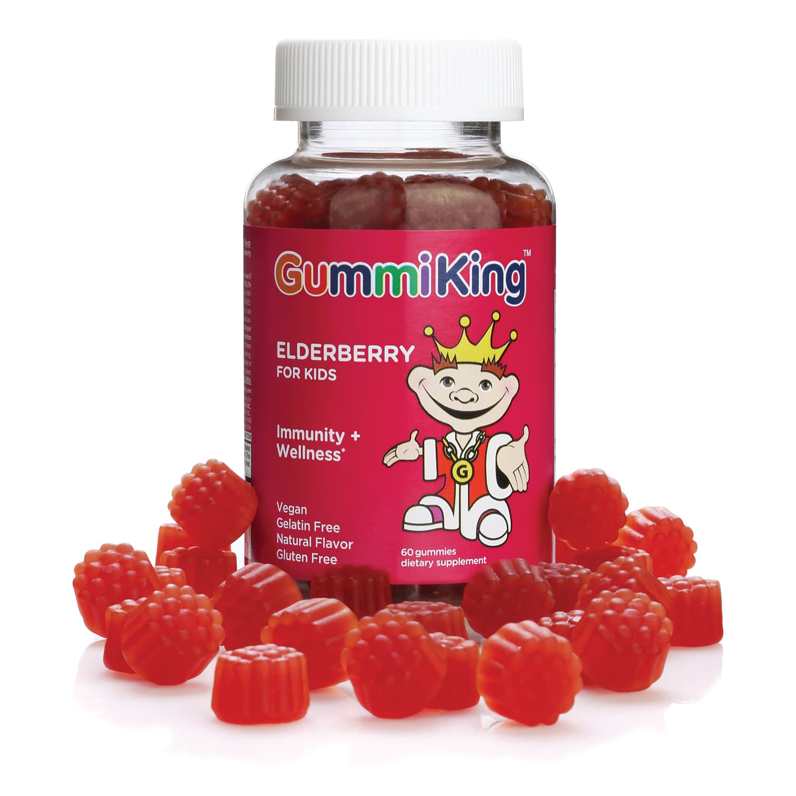 Бузина GummiKing for Immunity Wellness Lemon Raspberry, 60 жевательных пастилок — фото 3