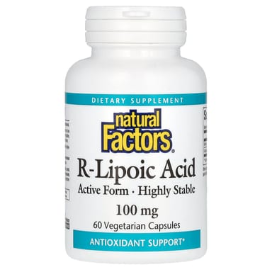 R-липоевая кислота Natural Factors R-Lipoic Acid, 100 мг, 60 растительных капсул