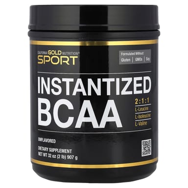 L-лейцин California Gold Nutrition Instantized BCAA Powder with L-Leucine L-Isoleucine and L-Valine, без вкуса, 907 г, порошок