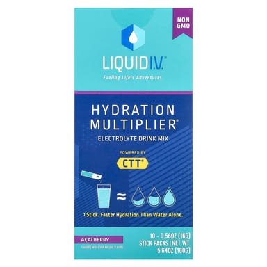 Стик Liquid I.V. Hydration Multiplier Electrolyte Drink Mix, вкус Acai Berry, 16 г, 10 стиков, смесь для напитка