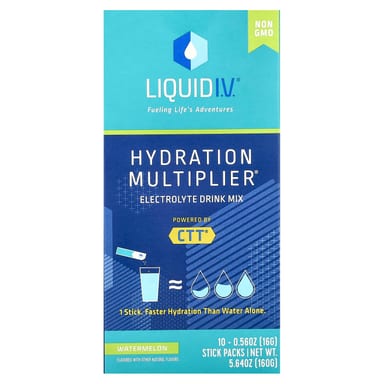 Стик Liquid I.V. Hydration Multiplier® Electrolyte Drink Mix, оттенок Watermelon, 16 г, 10 стиков, смесь для напитка