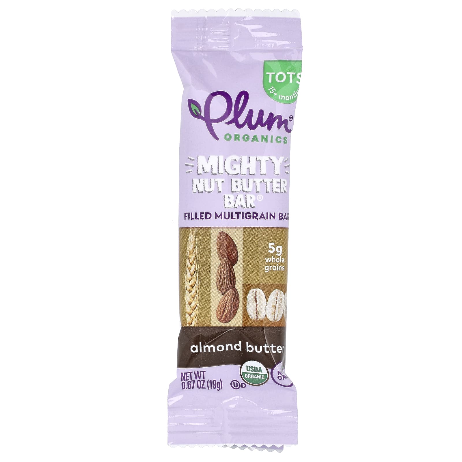 Миндальная паста Plum Organics Mighty Nut Butter Bar® 15+ Months, 19 г, 5 шт., батончик