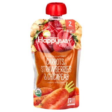 Детское питание Happy Family Organics Happy Baby® 6+ Months Strawberries & Chickpeas, оттенок Carrots, 113 г
