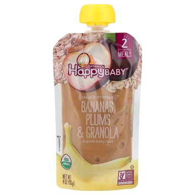 Гранола Happy Family Organics Happy Baby® Organic Baby Food 6+ Months Plums &, оттенок Bananas, 113 г