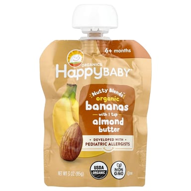 Миндальная паста Happy Family Organics Happy Baby® Nutty Blends™ 6+ Months Organic Bananas with 1/2 tsp, 85 г