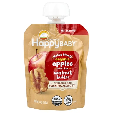 Пюре Happy Baby®, Nutty Blends™, 6+ месяцев, органические яблоки с 1 ч.л. грецкого ореха, 85 г
