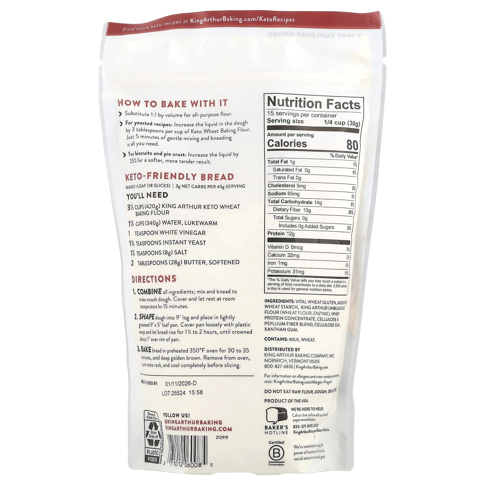 Мука King Arthur Baking Company Keto Wheat Baking, 454 г — фото 2
