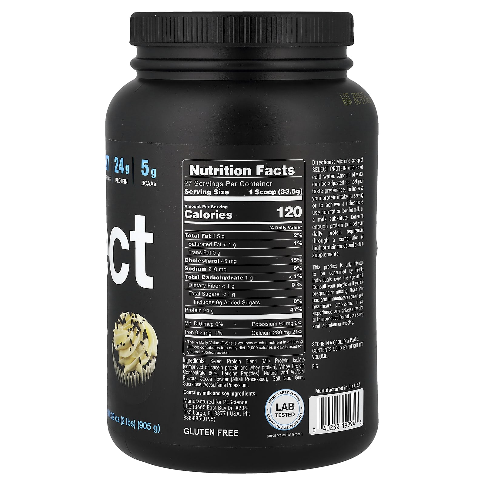 Протеиновый порошок PEScience Select Protein™ Drink Mix, вкус Frosted Chocolate Cupcake, 905 г, смесь для напитка — фото 2