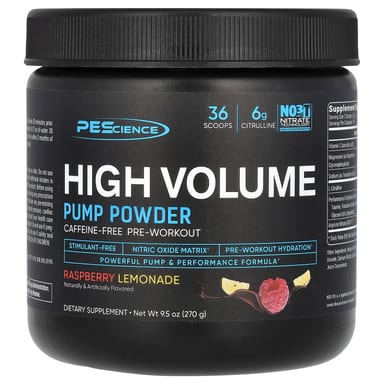 Порошок PEScience High Volume Pump, без кофеина, вкус Raspberry Lemonade, 270 г
