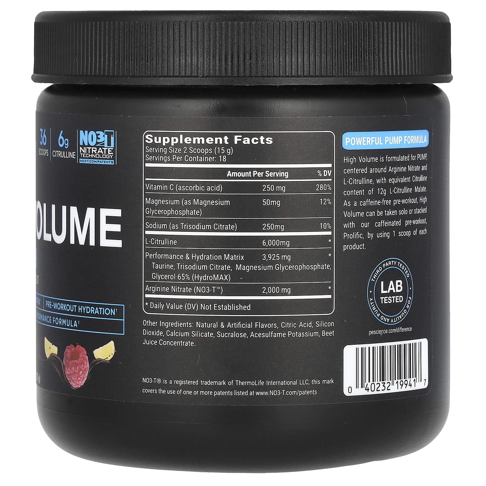 Порошок PEScience High Volume Pump, без кофеина, вкус Raspberry Lemonade, 270 г — фото 2