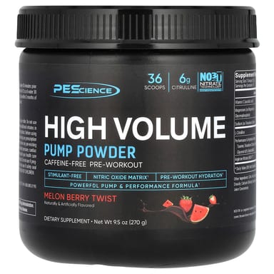 Порошок PEScience High Volume Pump, без кофеина, вкус Melon Berry Twist, 270 г