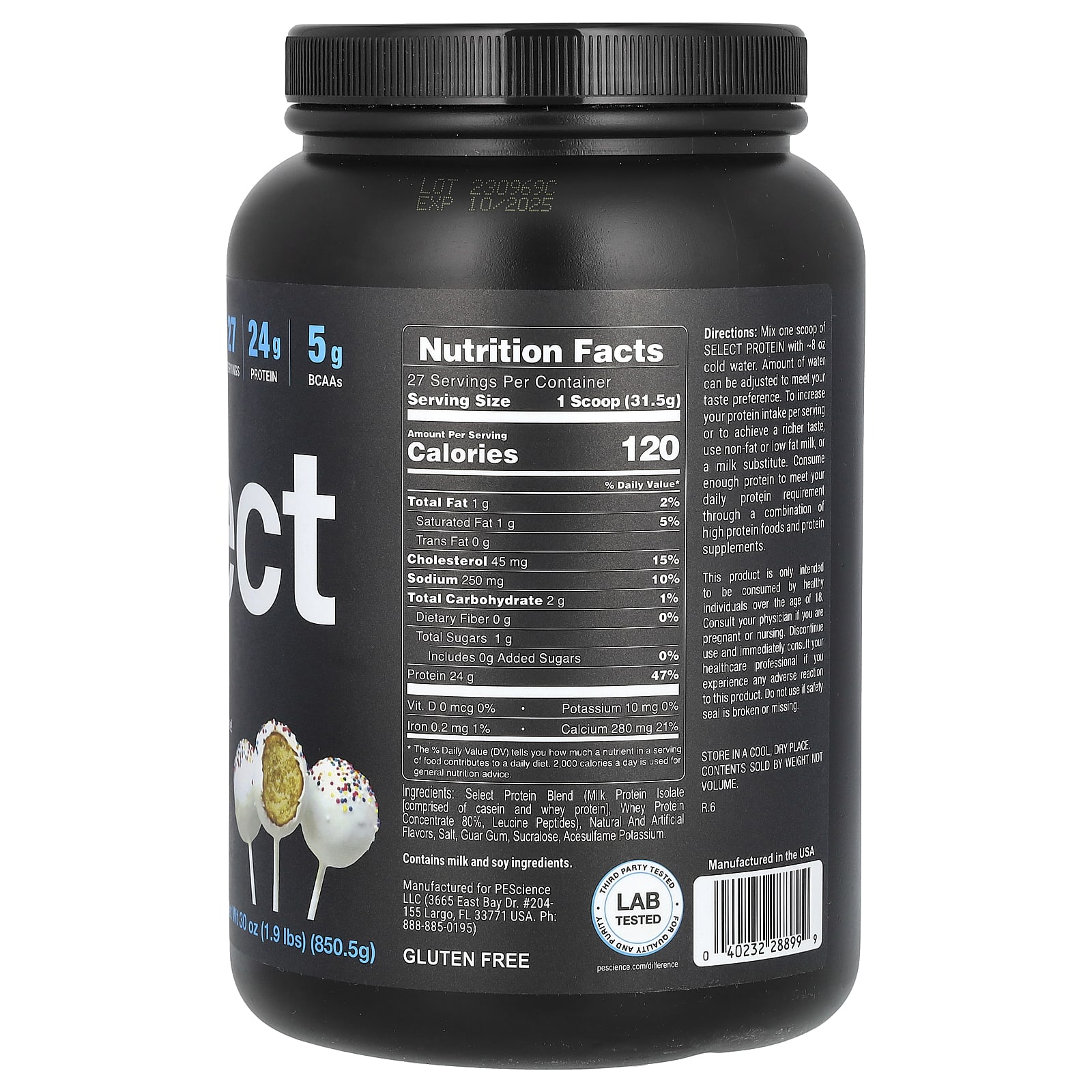 Протеиновый порошок PEScience Select Protein™ Powder Drink Mix Cake Pop, 850.5 г, смесь для напитка — фото 2
