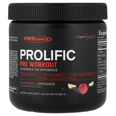 Предтренировочный комплекс PEScience Prolific, вкус Raspberry Lemonade, 280 г