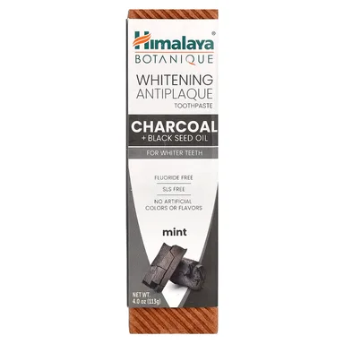 Фото товара: Масло черного тмина Himalaya Whitening Antiplaque Toothpaste Charcoal, вкус «мята», 113 г