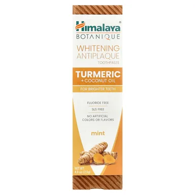 Фото товара: Кокосовое масло Himalaya Whitening Antiplaque Toothpaste Turmeric Mint, Turmeric Coconut Oil, Mint, 113 г