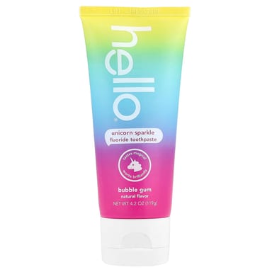 Детская зубная паста Hello Fluoride Unicorn Sparkle Bubble Gum, для детей от 2 лет, 119 г