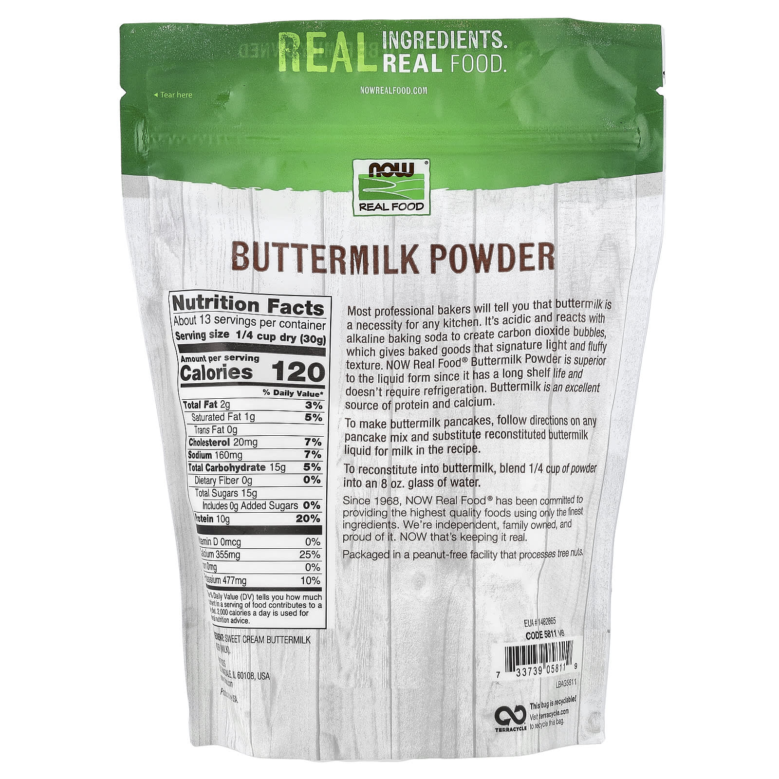 Порошок NOW Foods Real Food Buttermilk, 397 г — фото 4