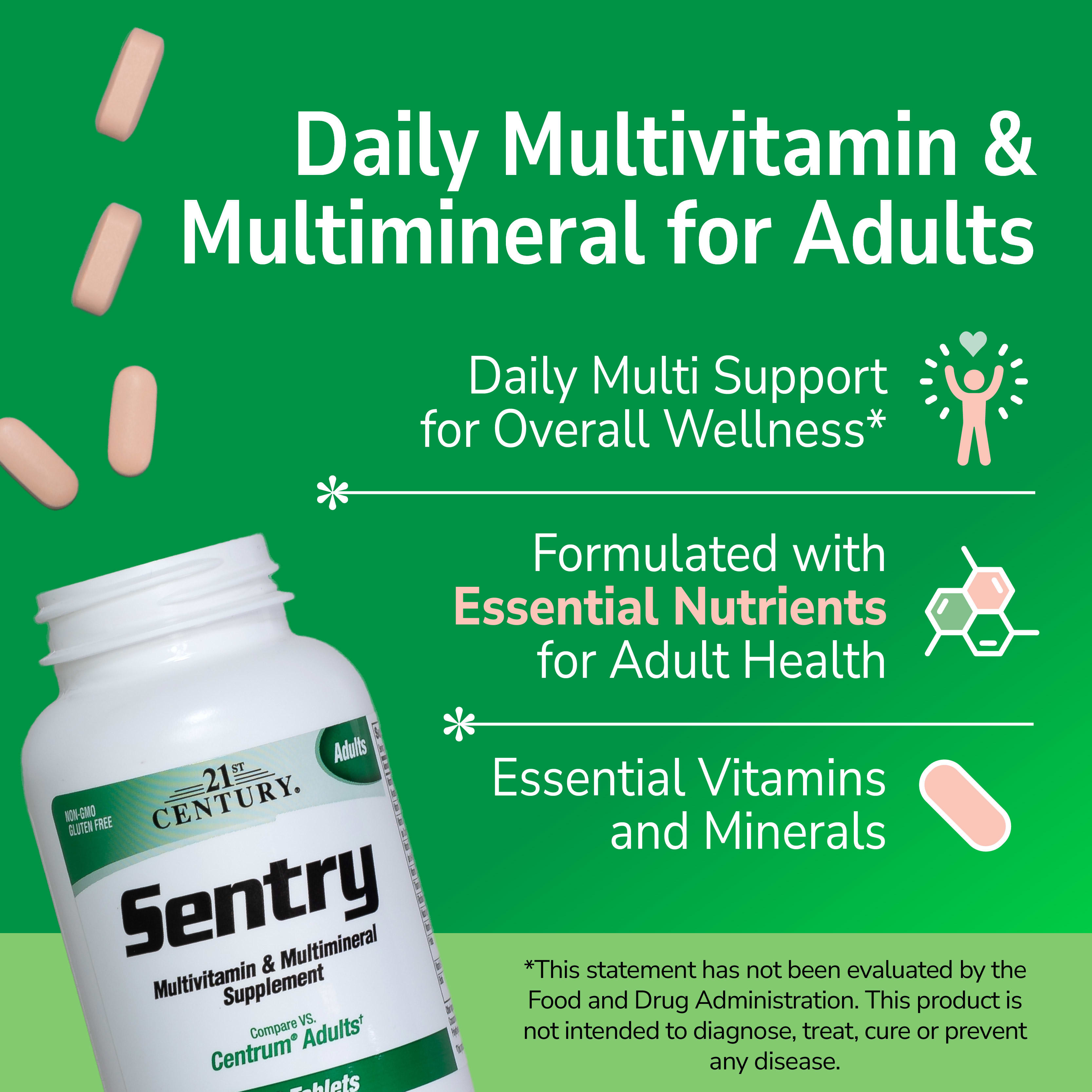 Мультивитамины 21st Century Sentry Adults & Multimineral Supplement, 300 таблеток — фото 3