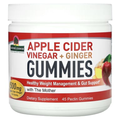 Яблочный уксус Nature's Answer Ginger Gummies with The Mother 45 Pectin Gummies, 500 мг, жевательные пастилки