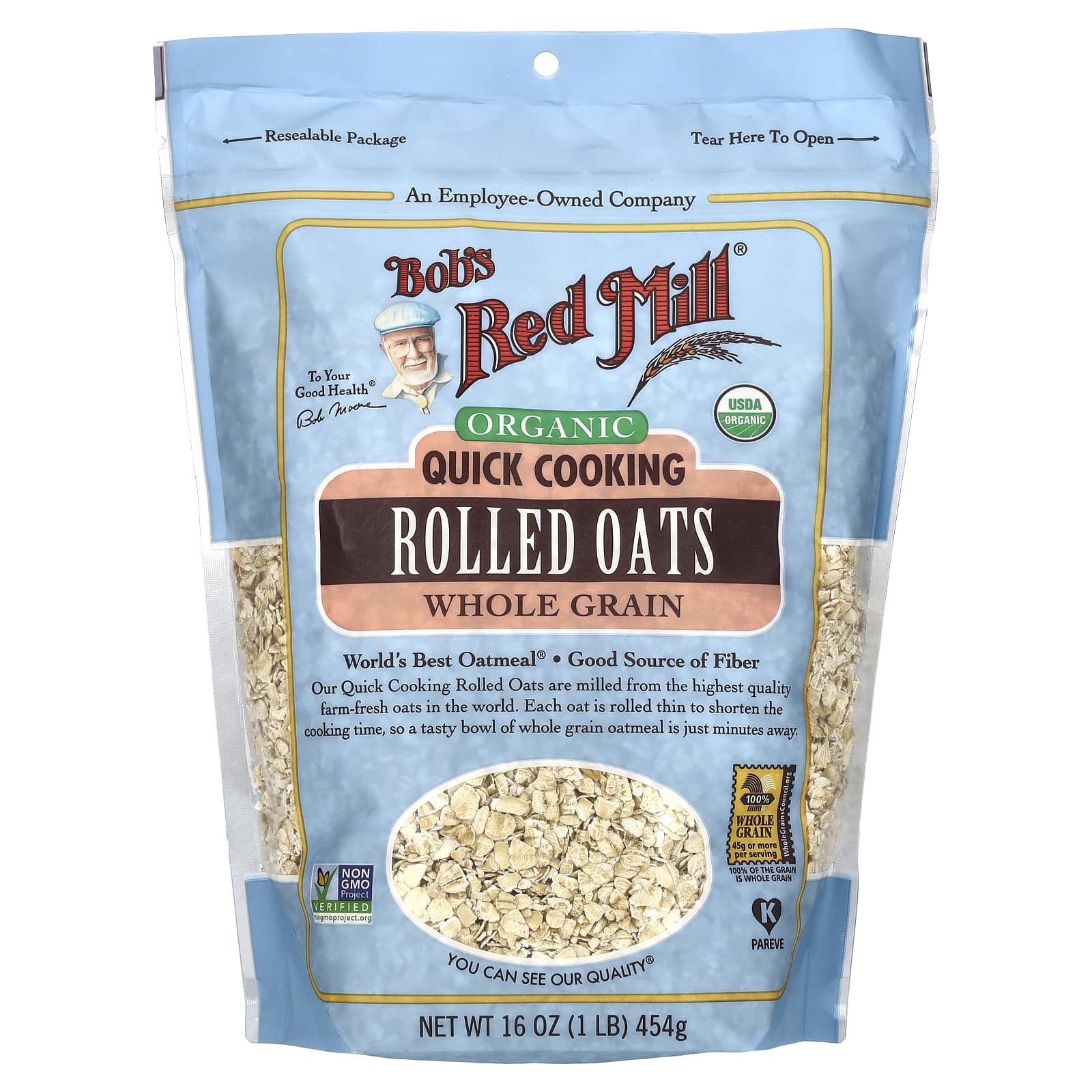 Овсяные хлопья Bob's Red Mill Organic Quick Cooking Whole Grain, 454 г