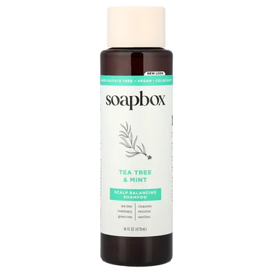 Фото товара: Шампунь Soapbox Scalp Balancing Tea Tree & Mint, 473 мл