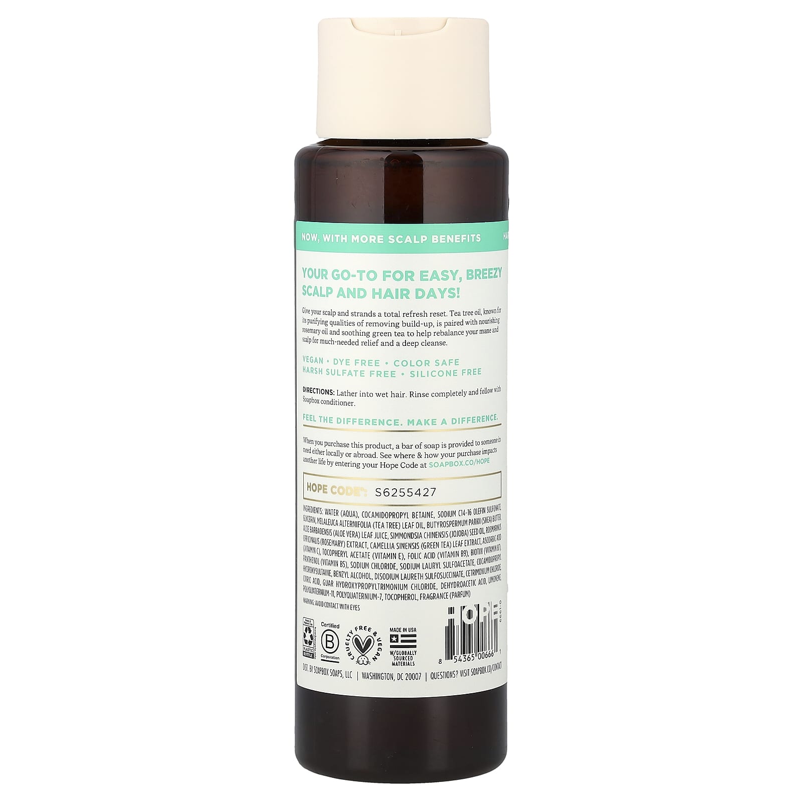 Шампунь Soapbox Scalp Balancing Tea Tree & Mint, 473 мл — фото 2