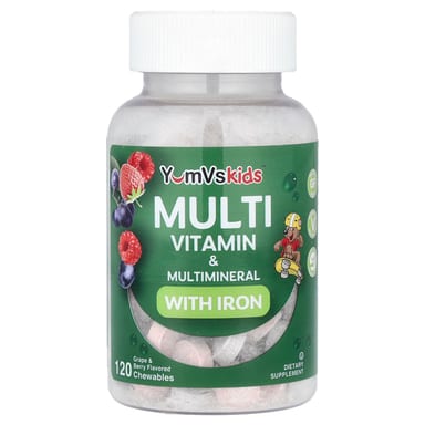 Мультивитамины YumVs™ Multi Vitamin & Multimineral with Iron Grape & Berry, 120 жевательных таблеток