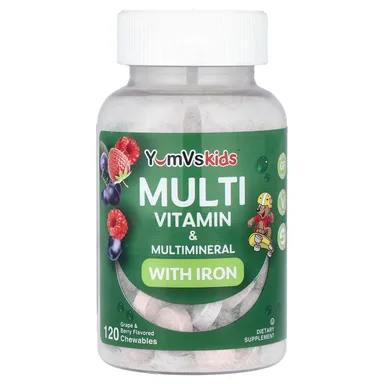 Фото товара: Мультивитамины YumVs™ Multi Vitamin & Multimineral with Iron Grape & Berry, 120 жевательных таблеток