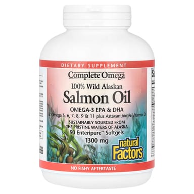 Омега-комплекс Natural Factors 100% Wild Alaskan Salmon Oil 90 Enteripure™, 1300 мг, мягкие капсулы