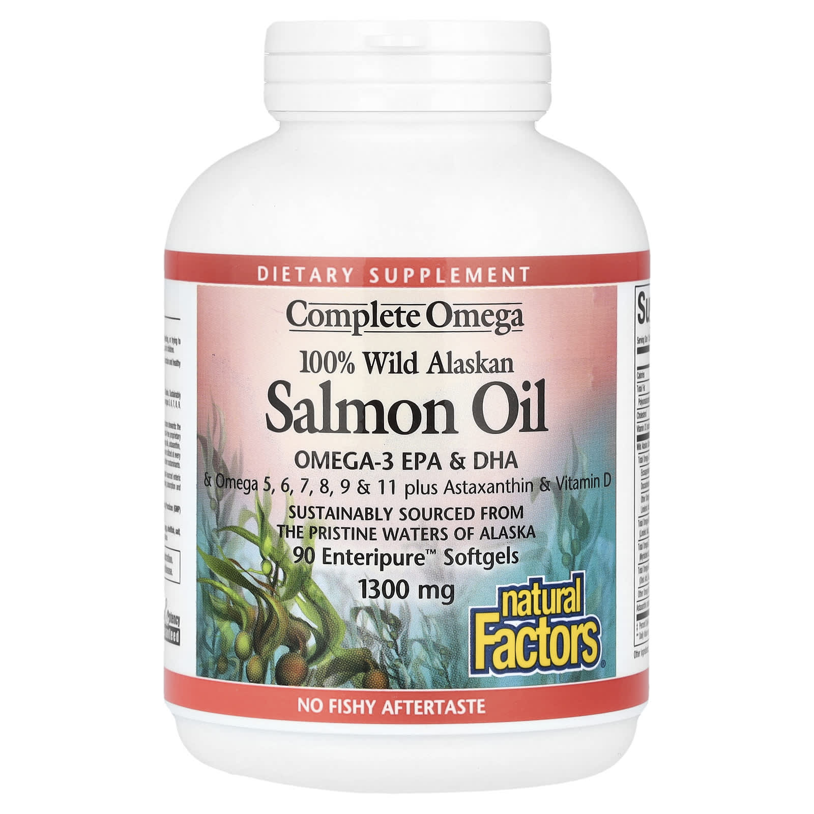 Омега-комплекс Natural Factors 100% Wild Alaskan Salmon Oil 90 Enteripure™, 1300 мг, мягкие капсулы