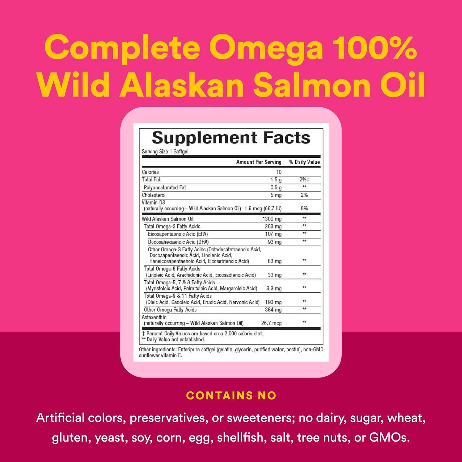 Омега-комплекс Natural Factors 100% Wild Alaskan Salmon Oil 180 Enteripure, 1300 мг, мягкие капсулы — фото 4