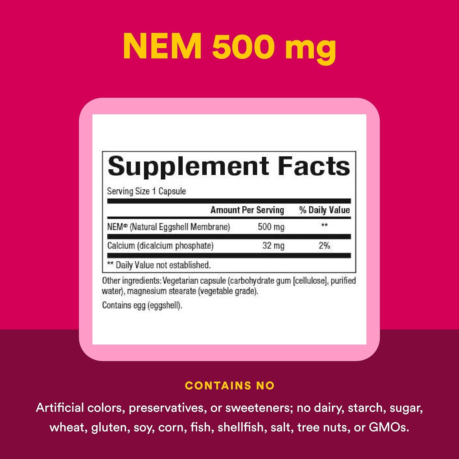 NEM®, мембрана яичной скорлупы, 60 вегетарианских капсул