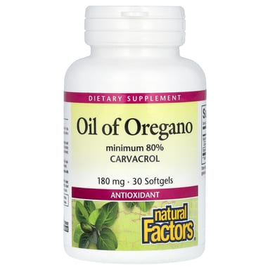 Орегано Natural Factors, 180 мг, 30 мягких капсул