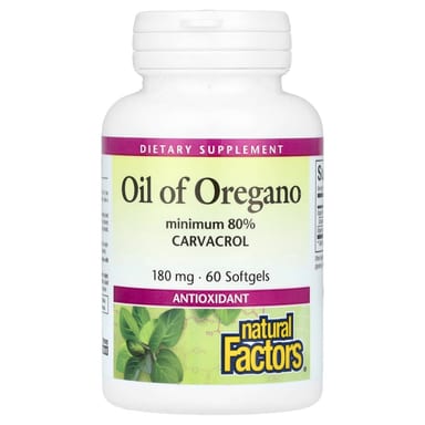 Орегано Natural Factors, 180 мг, 60 мягких капсул