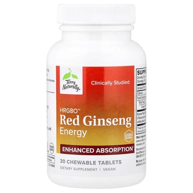 Женьшень Terry Naturally HRG80™ Red Energy, 100 мг, 30 жевательных таблеток