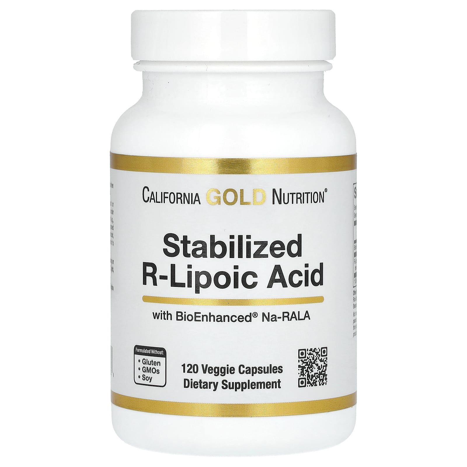 R-липоевая кислота California Gold Nutrition Stabilized R-Lipoic Acid with Bio-Enhanced® Na-RALA and Biotin, 120 растительных капсул — фото 2