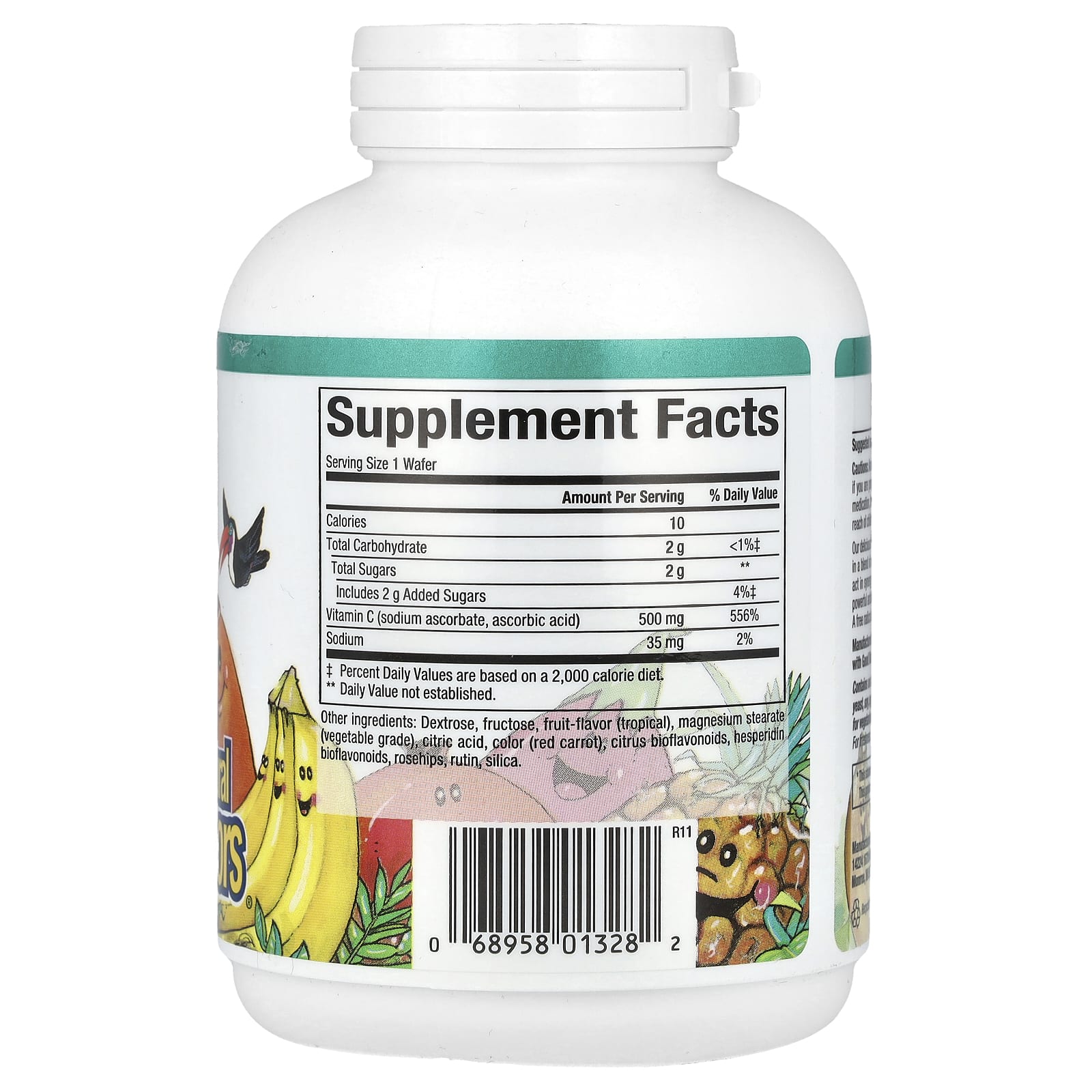 Витамин C Natural Factors Fruit-Flavor Chew Tropical, оттенок 90 Chewable Wafers, 500 мг, жевательные добавки — фото 2