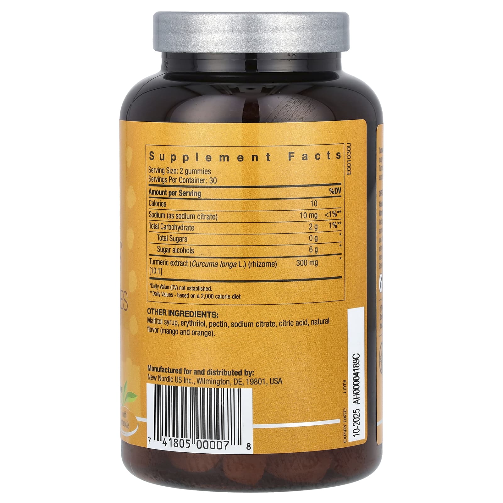 Куркума New Nordic Vegan Gummies with Curcuma Extract, вкус Mango-Orange, 150 мг на пастилку, 60 жевательных пастилок — фото 2