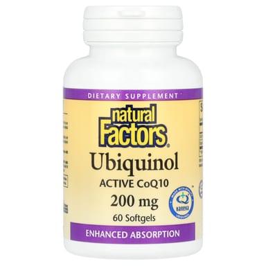 Убихинол Natural Factors, 200 мг, 60 мягких капсул