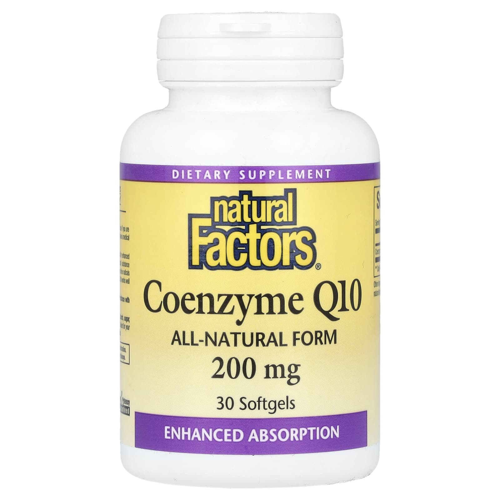 Коэнзим Q10 Natural Factors, 200 мг, 30 мягких капсул