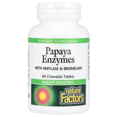 Фото товара: Бромелайн Natural Factors Papaya Enzymes with Amylase &, 60 жевательных таблеток