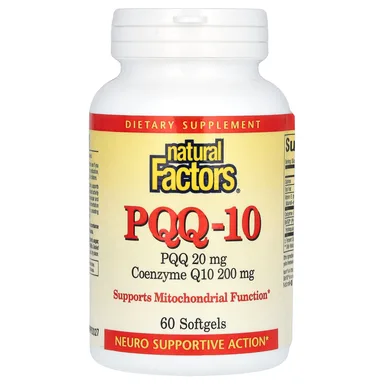 Фото товара: PQQ (пирролохинолинхинон) Natural Factors -10, 60 мягких капсул