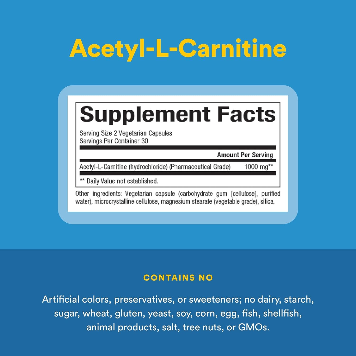 Ацетил-L-карнитин Natural Factors Acetyl-L-Carnitine, 500 мг, 60 растительных капсул — фото 3