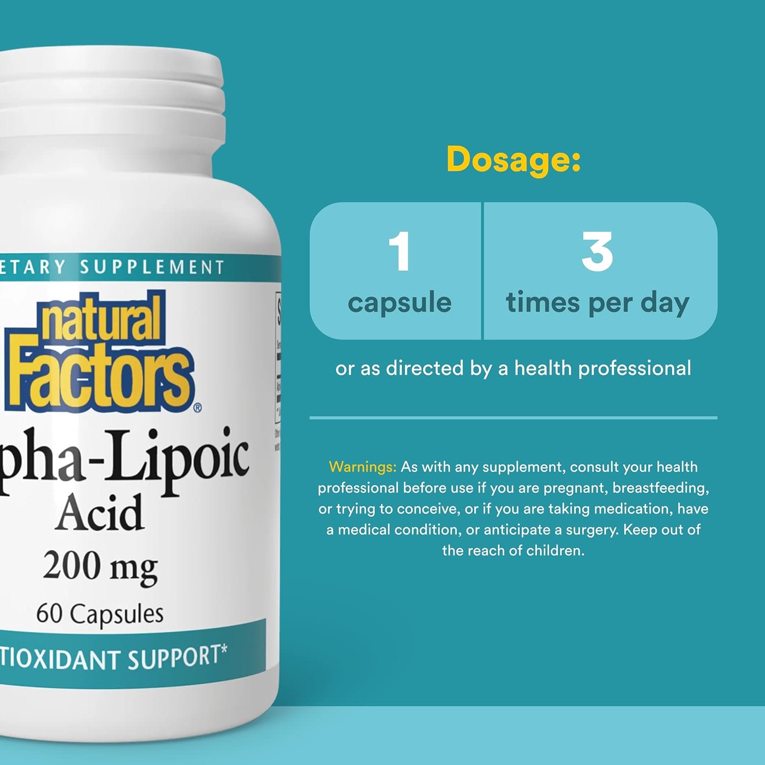 Альфа-липоевая кислота Natural Factors Alpha-Lipoic Acid, 200 мг, 60 капсул — фото 4