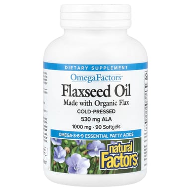 Льняное масло Natural Factors OmegaFactors, 1000 мг, 90 мягких капсул