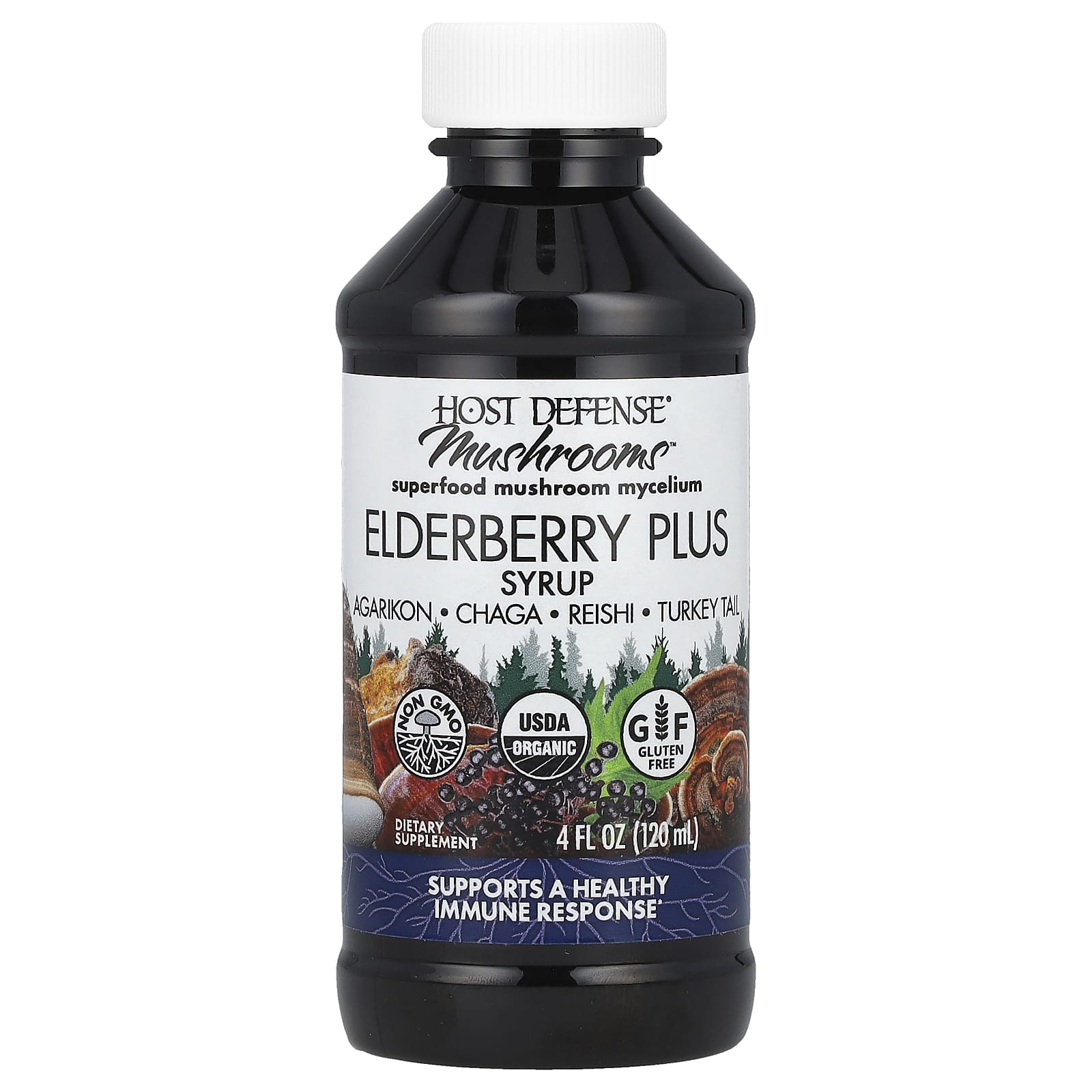 Бузина Host Defense Mushrooms™, вкус Elderberry Plus Syrup, 120 мл
