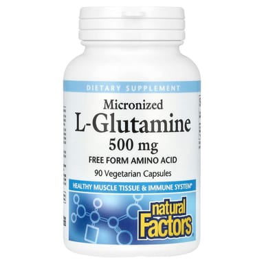 L-глютамин Natural Factors Micronized L-Glutamine, 500 мг, 90 растительных капсул