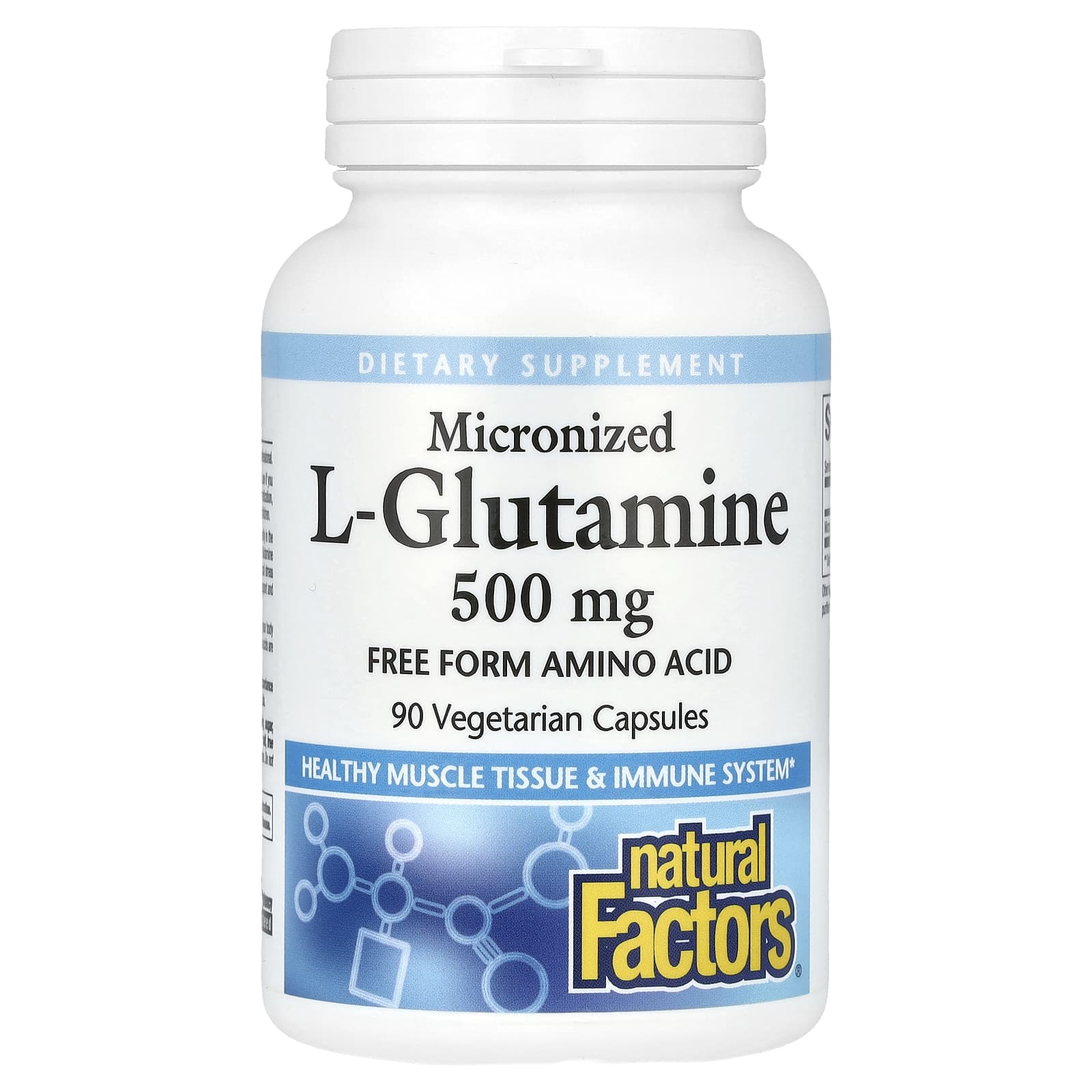 L-глютамин Natural Factors Micronized L-Glutamine, 500 мг, 90 растительных капсул