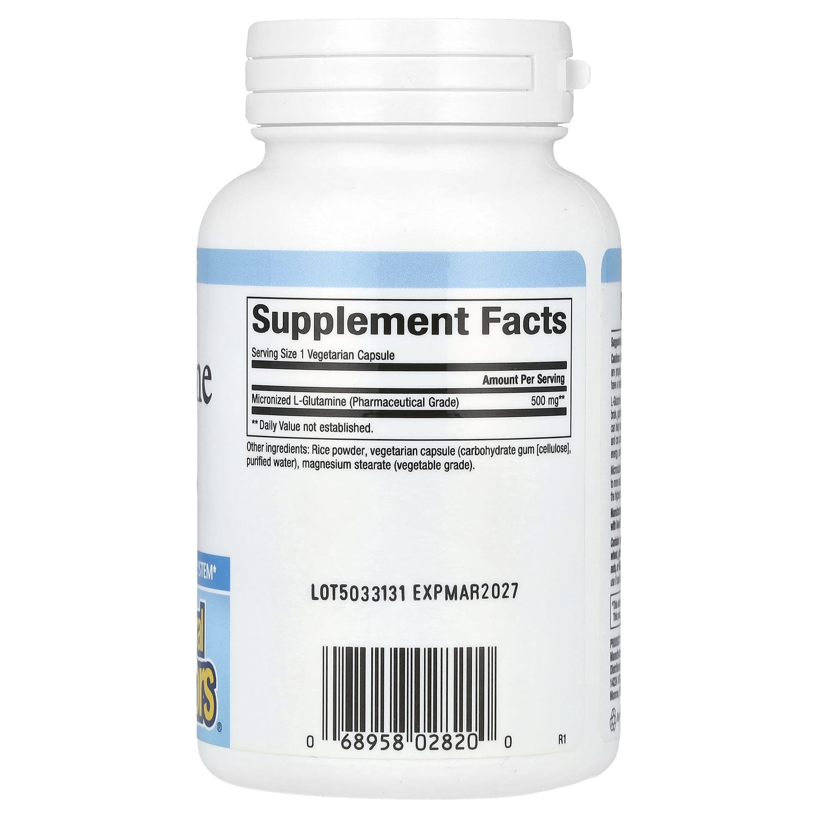 L-глютамин Natural Factors Micronized L-Glutamine, 500 мг, 90 растительных капсул — фото 2